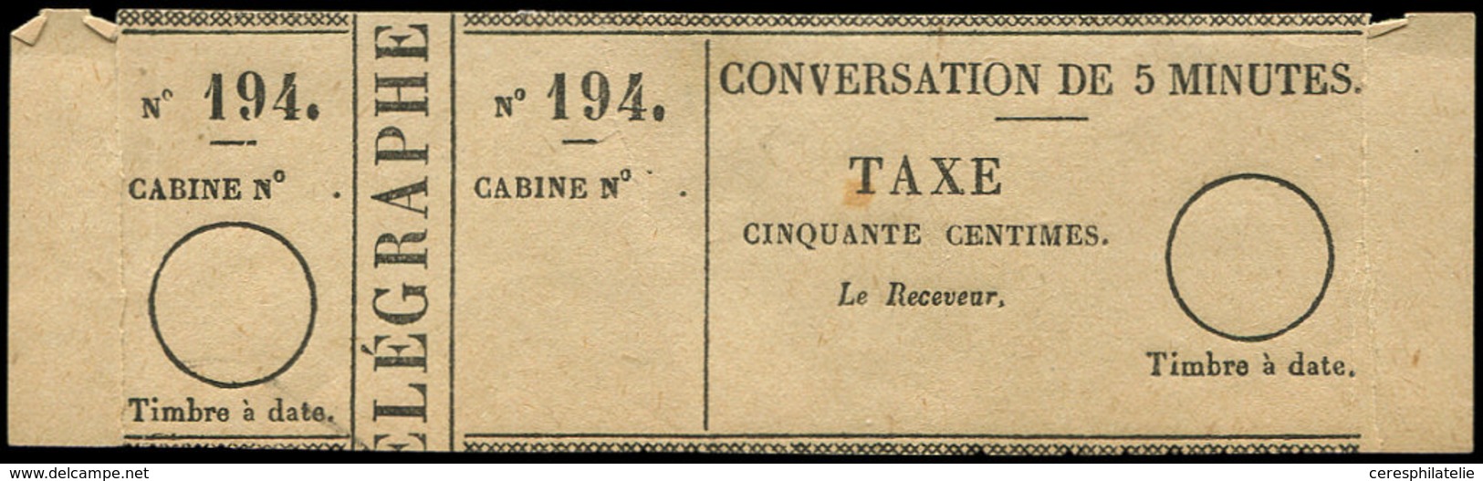 (*) TELEPHONE Téléphone 2 : 50c. Noir Sur Bulle, TB - Telegraphie Und Telefon