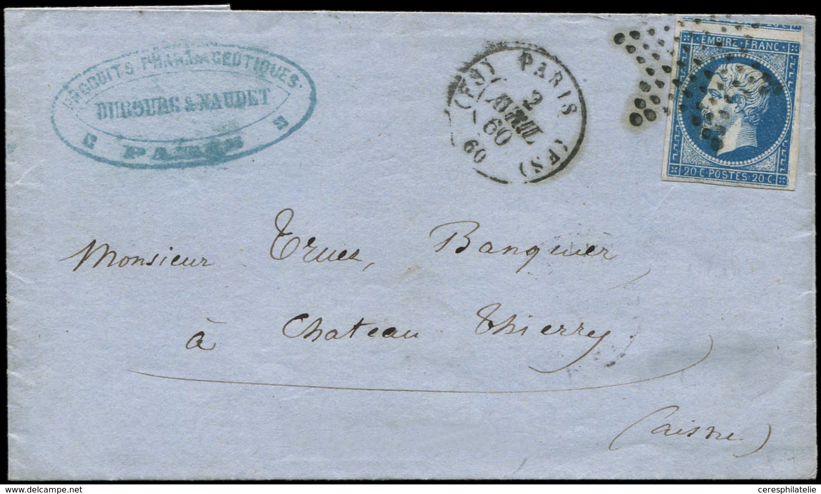 Let LETTRES DE PARIS N°14A Obl. ETOILE PLEINE S. LAC, Càd T1509 (FS) PARIS (FS) 2/4/60, TTB - 1849-1876: Période Classique