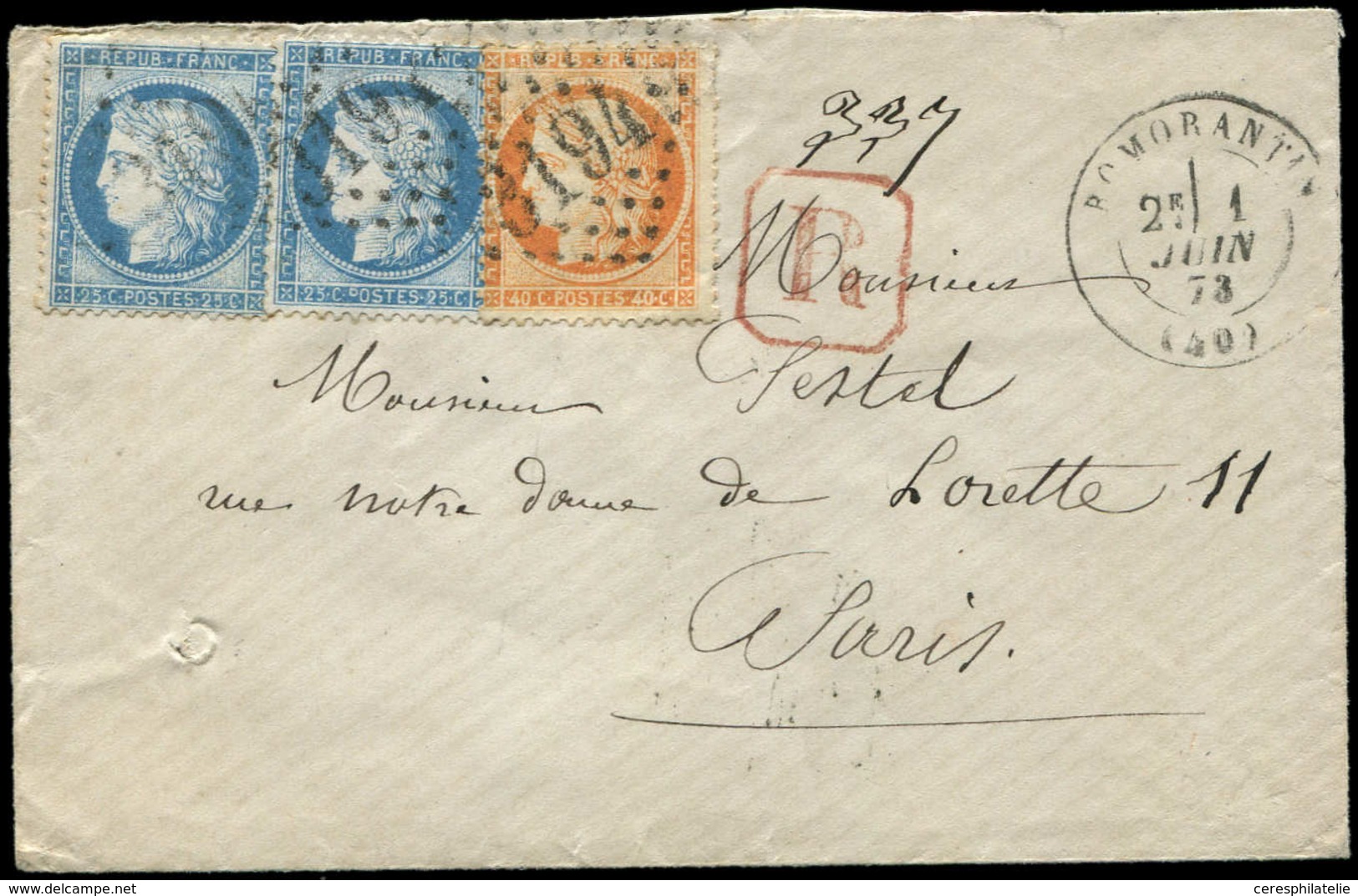 Let AFFRANCHISSEMENTS ET COMBINAISONS N°38 Et 60A (2) Obl. GC 3194 S. Env. Rec., Càd T17 ROMORANTIN 1/6/73, TB - 1849-1876: Période Classique