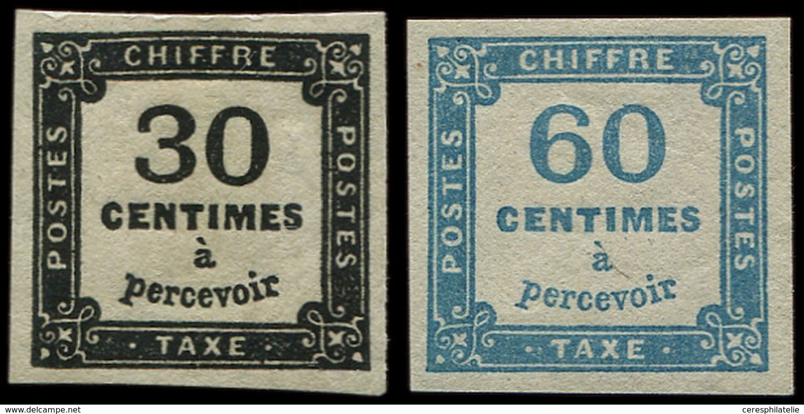 * TAXE 6   30c. Noir, Ch. Un Peu Forte + N°9 60c. Bleu, TB - 1859-1959 Oblitérés