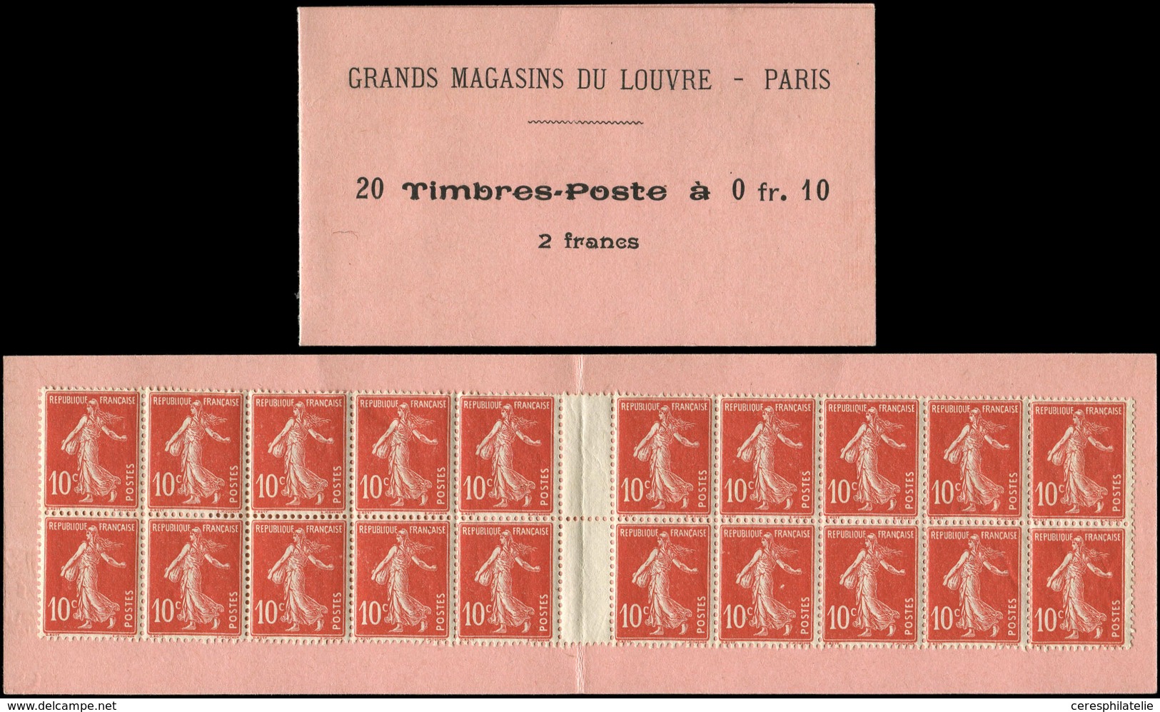 CARNETS (N°Cérès Jusqu'en1964) Carnet Monnaie N°138, 10c. Rouge, 20 Ex., GRANDS MAGASINS Du LOUVRE, RR Et TB - Autres & Non Classés