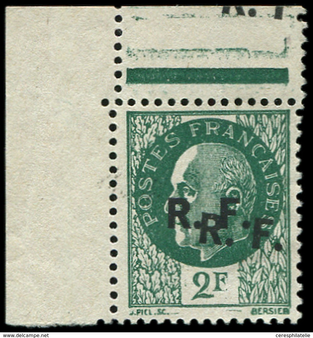 (*) TIMBRES DE LIBERATION BORDEAUX 7a : 2f. Vert, DOUBLE Surcharge, T III, Cdf, TB - Liberation