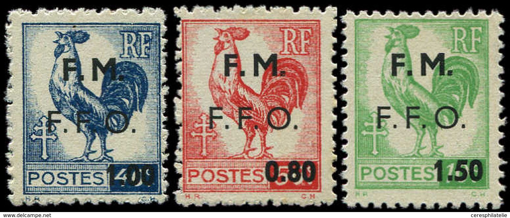 ** TIMBRES DE LIBERATION COGNAC 1/3 : Coq D'Alger, La Série, TB, Signés Mayer - Befreiung