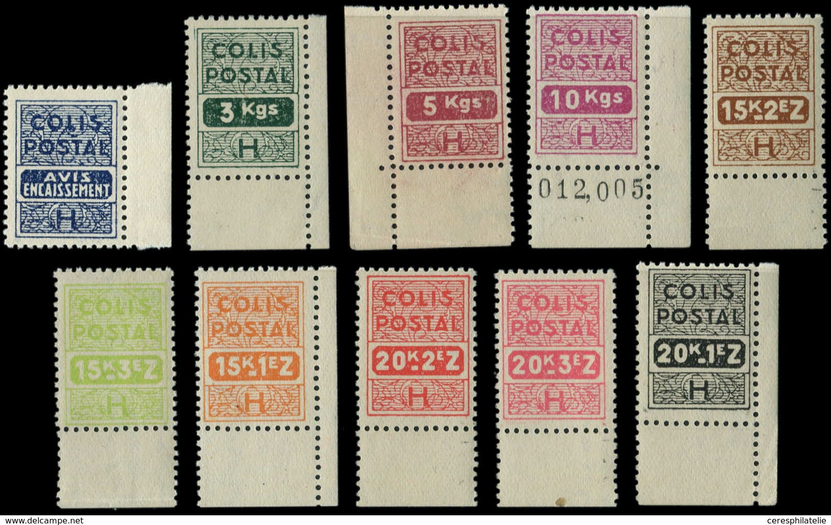 ** COLIS POSTAUX 223A/J Timbres De Mise à Jour, Bdf Ou Cdf, TB, Cote Et N° Maury - Autres & Non Classés