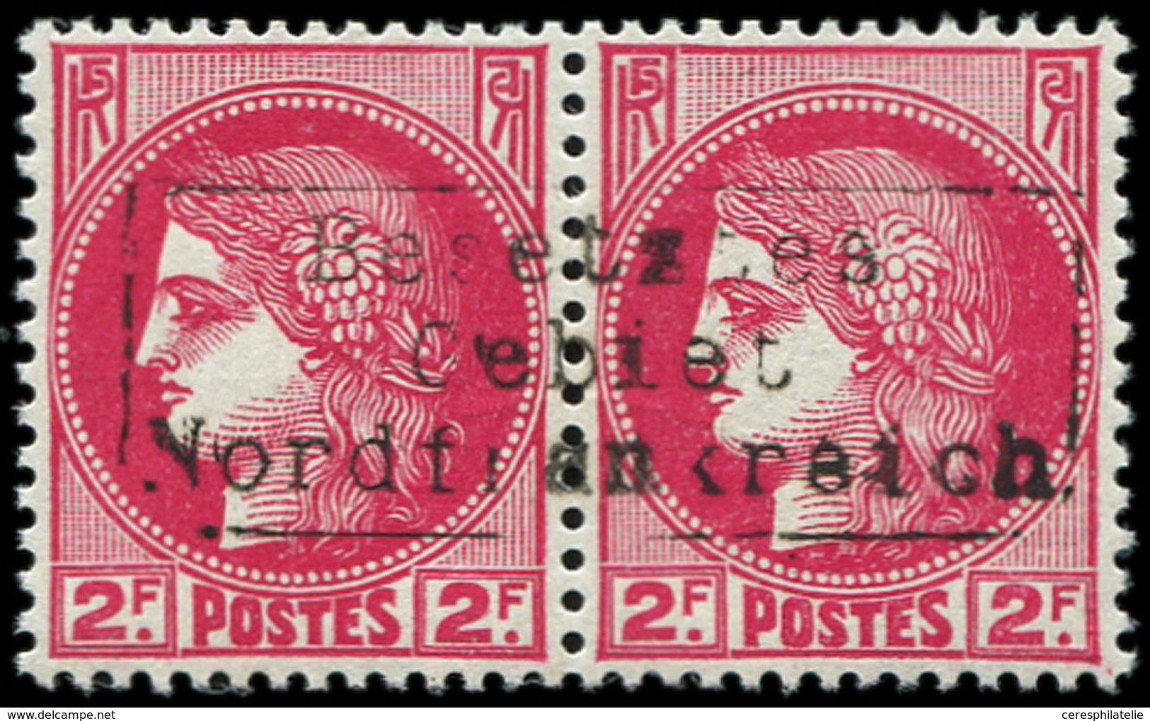 ** Spécialités Diverses GUERRE COUDEKERQUE Poste N°373 : 2f. Rose-rouge, PAIRE, TB - Guerre (timbres De)