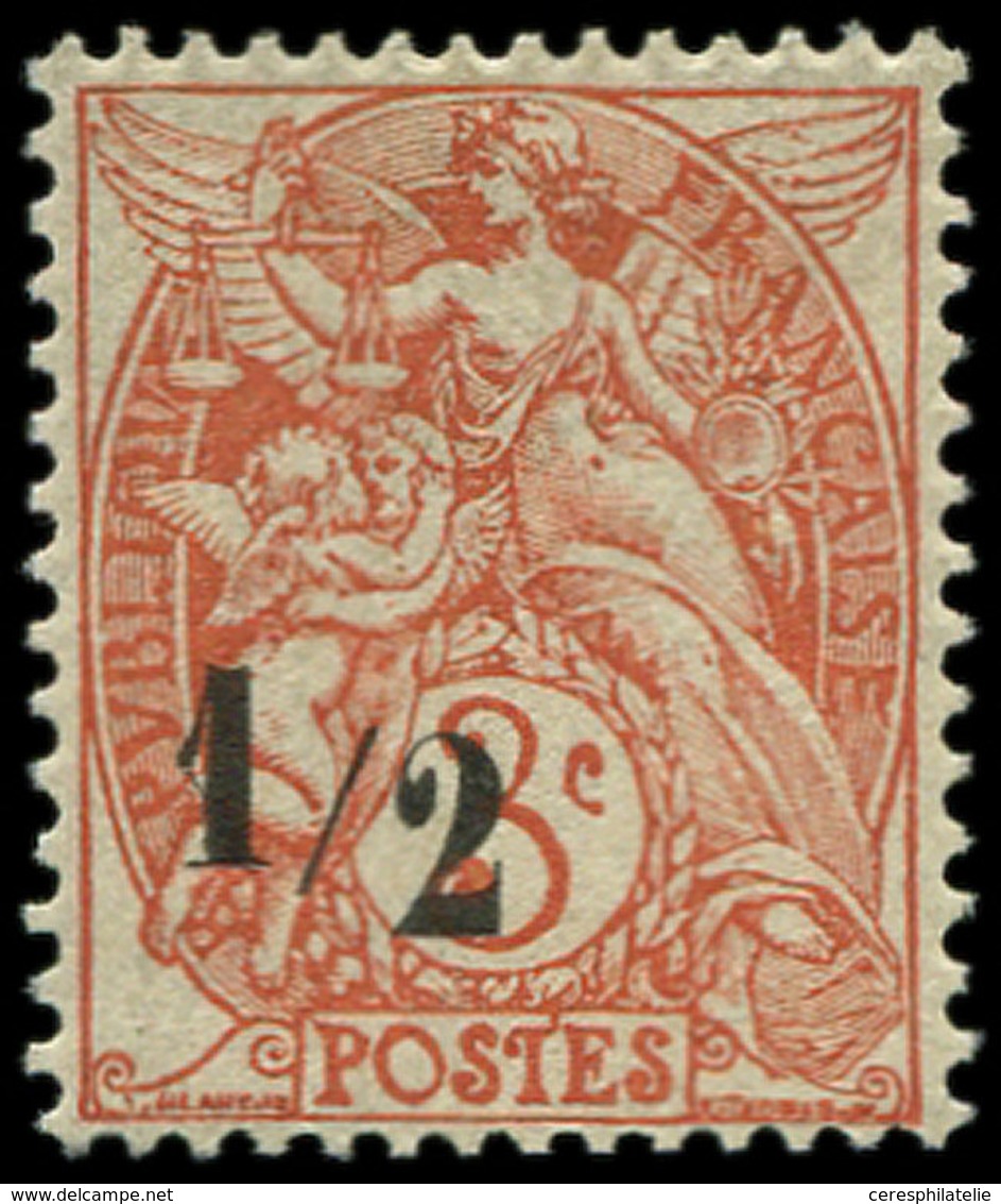 * VARIETES 109h  Blanc,  3c. Rouge, Surcharge 1/2 De 1903, TB - Neufs