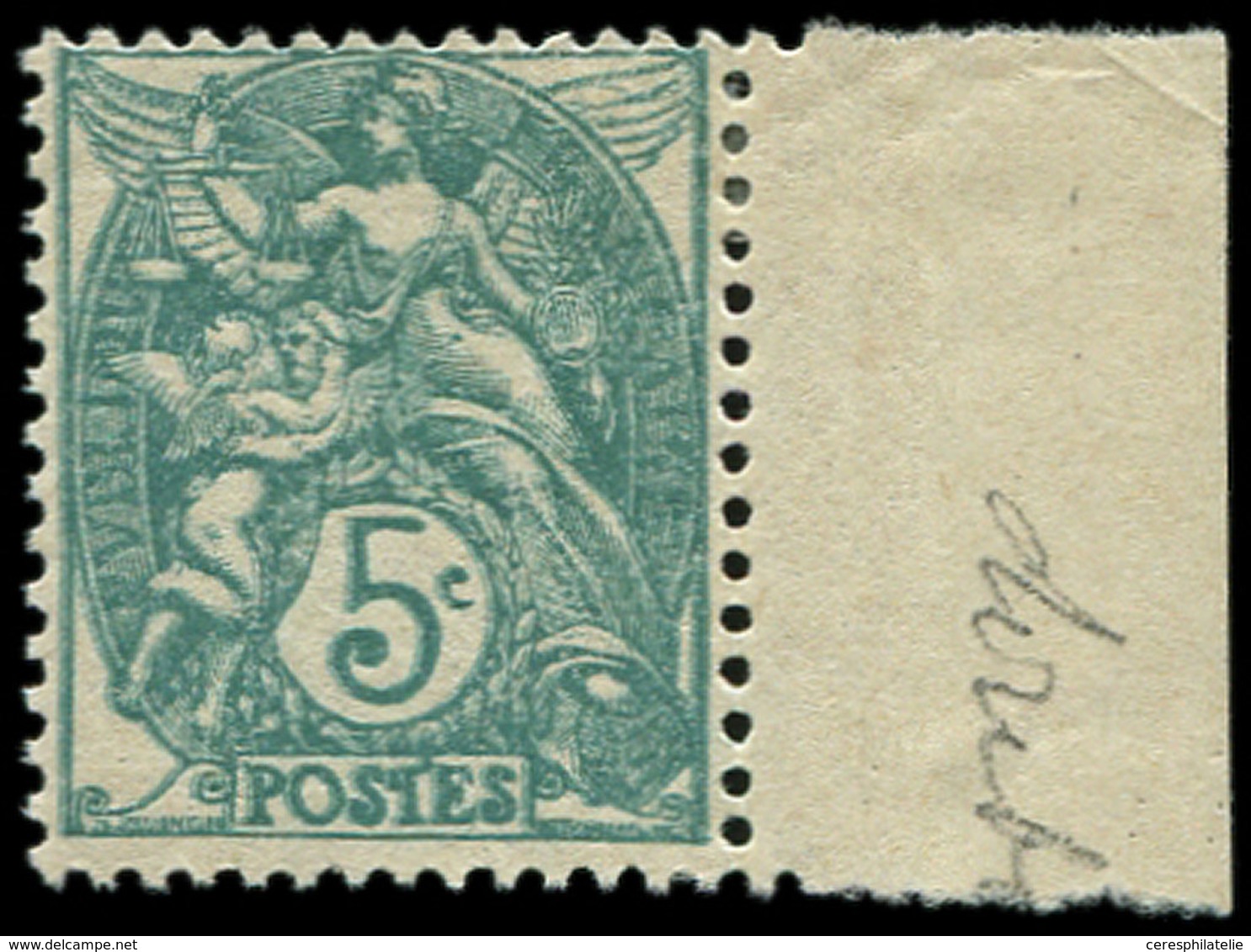 * VARIETES 111Zd Blanc,  5c. Vert-bleu, DOUBLE Impression, Bdf, TB. C, Cote Et N° Maury - Neufs