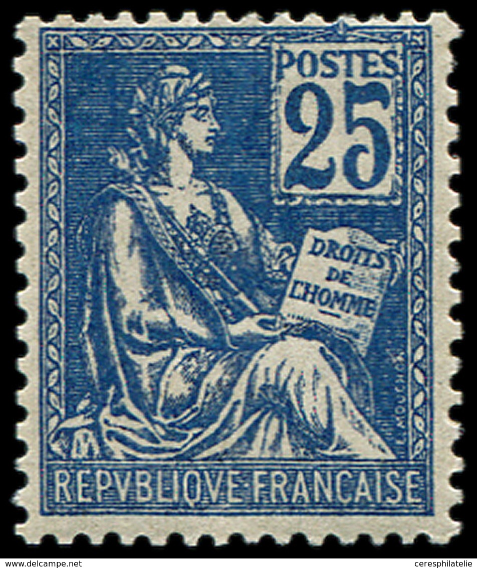 * VARIETES 118   Mouchon, 25c. Bleu, T II, Nuance Bleu TRES Foncé, TB - Neufs