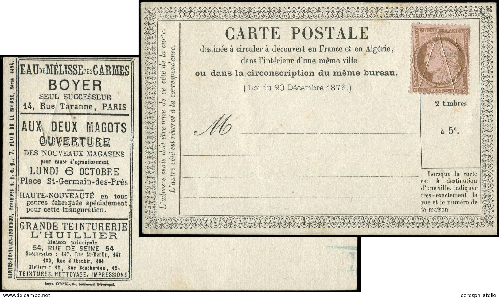 Let ENTIERS POSTAUX N°58 Entaillé CA Sur CP Annonces S. 1104, TB - Autres & Non Classés