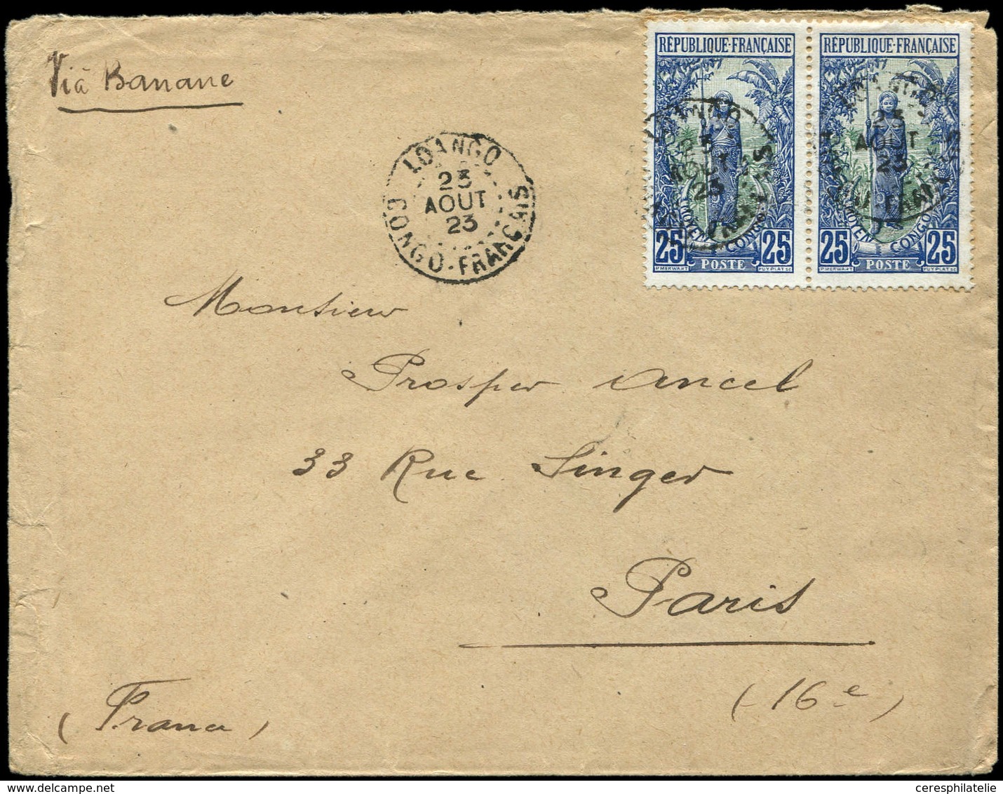 Let CONGO N°55 PAIRE Obl. LOANGO 8/5/25 S. Env., TB - Other & Unclassified