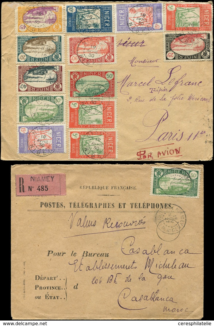 Let NIGER N°37 Obl. NIAMEY 15/11/27 Sur Env. Rec. Des PTT Pour Le Maroc + N°32 (3), 33, 34A (2), 36 Défx, 37, 40 Défx, 4 - Autres & Non Classés