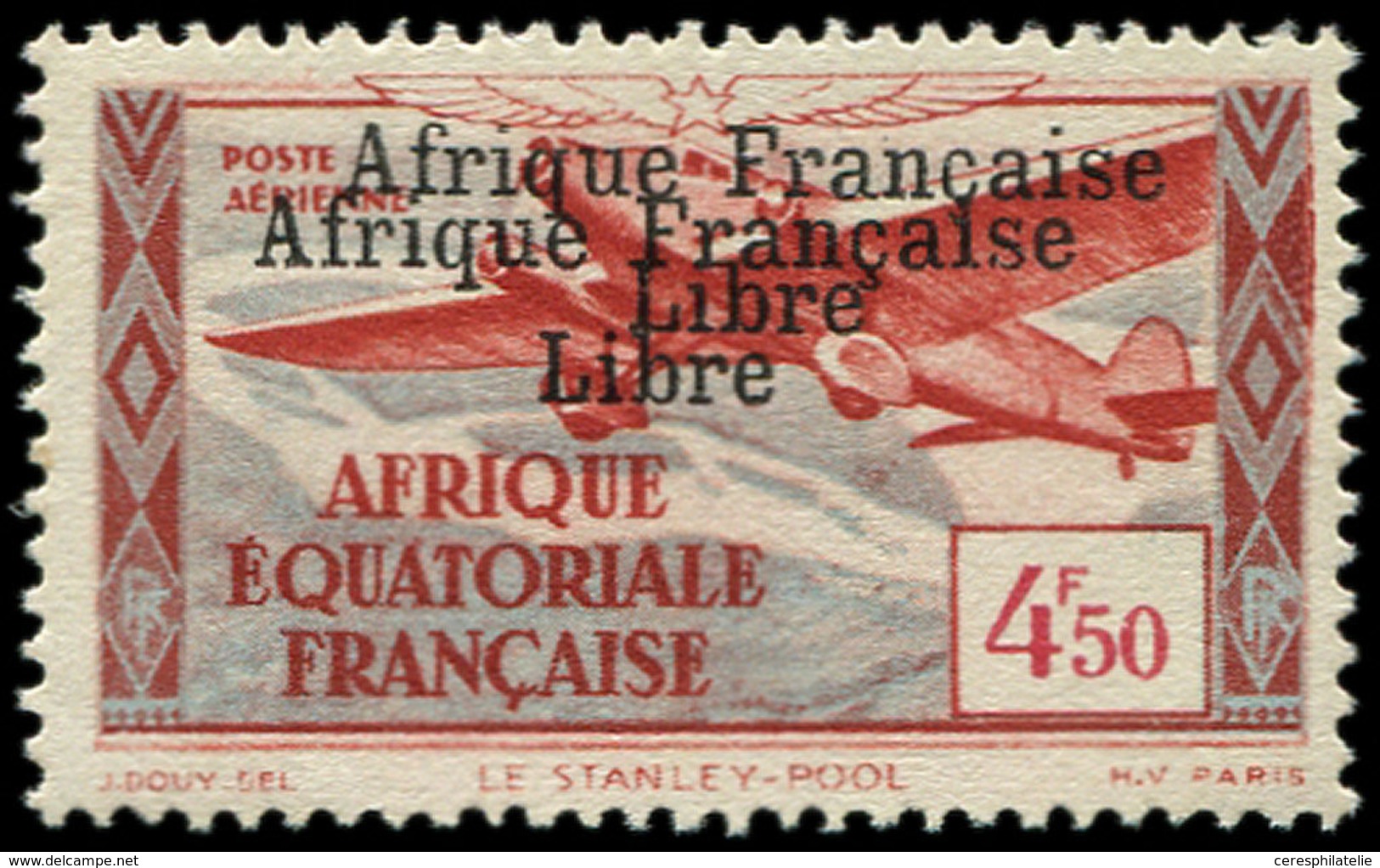 * A.E.F. 17a : 4f50 Rouge-brique Et Bleu-gris, DOUBLE Surcharge, TB. Br - Other & Unclassified