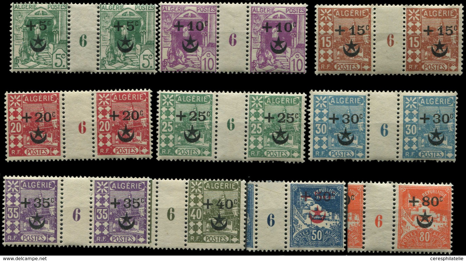 ** ALGERIE Lot De 10 PAIRES Mill. Différentes Entre N°58 Et 67, TB, Cote Maury - Autres & Non Classés