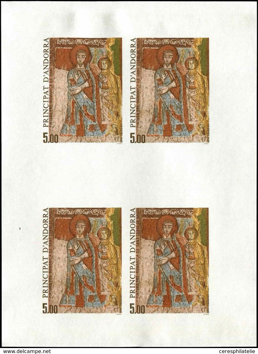 ** ANDORRE 344 : 5,00 Sant Cerni, BLOC De 4 NON DENTELE, TB - Used Stamps