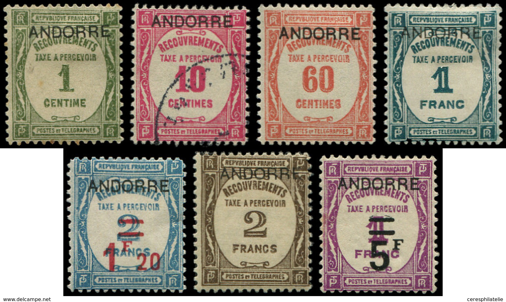 * ANDORRE Taxe 9/15 : Série Recouvrements, N°10 Obl., N°9 Rouss., N°15 Pelurage, Les Autres TB - Neufs
