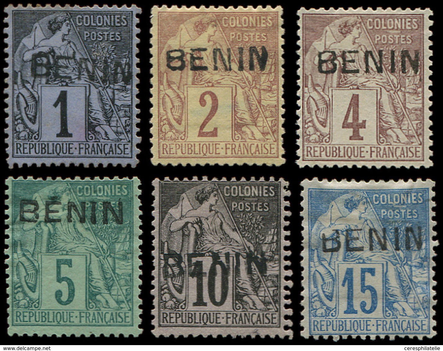 (*) BENIN 1/6 : 1c., 2c., 4c., 5c., 10c. Et 15c., La Série Commerce De 1892, TB - Other & Unclassified