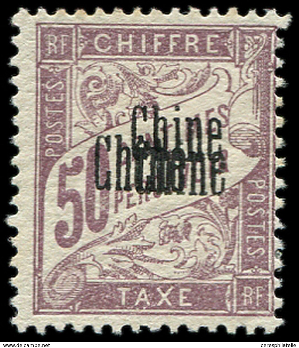 * CHINE Taxe 6a : 50c. Lilas, TRIPLE Surcharge, TB - Autres & Non Classés