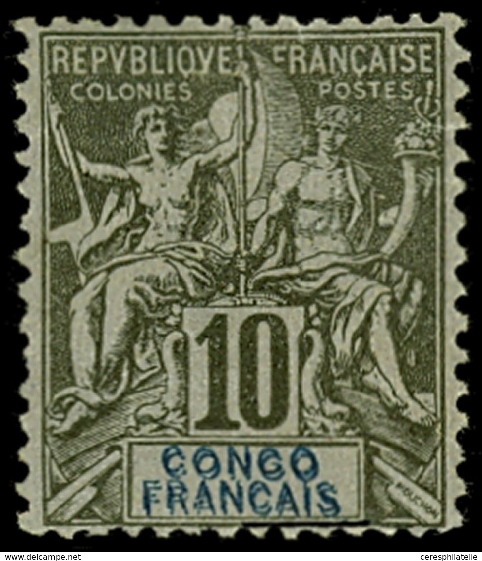 * CONGO 16a : 10c. Noir Sur Lilas, DOUBLE LEGENDE, Forte Ch. Et Petite Fente, Aspect TB - Autres & Non Classés