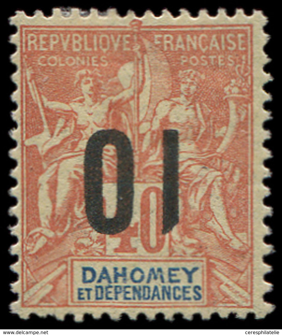 * DAHOMEY 39a : 10 Sur 40c. Rouge Orange, Surcharge RENVERSEE, TB. Br - Other & Unclassified