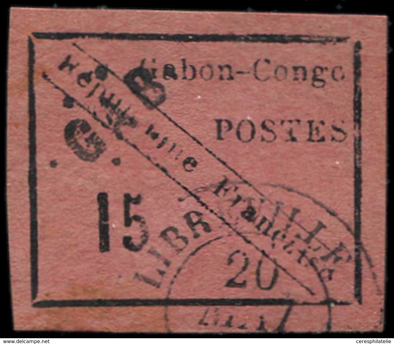 GABON 14 : 15c. Noir Sur Rose, Oblitéré Càd, TB. Br - Other & Unclassified