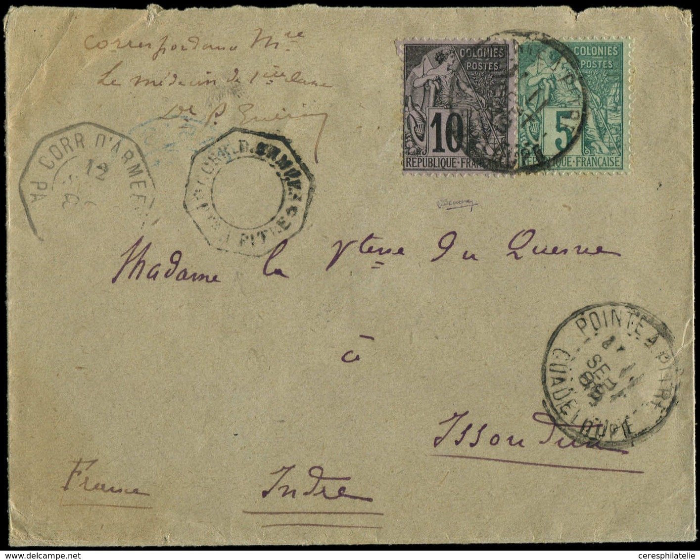 Let GUADELOUPE CG N°49 + 50 Obl. CORR. D'ARMEES/POINTE-A-PITRE 11/9/89 S. Env., TB - Other & Unclassified