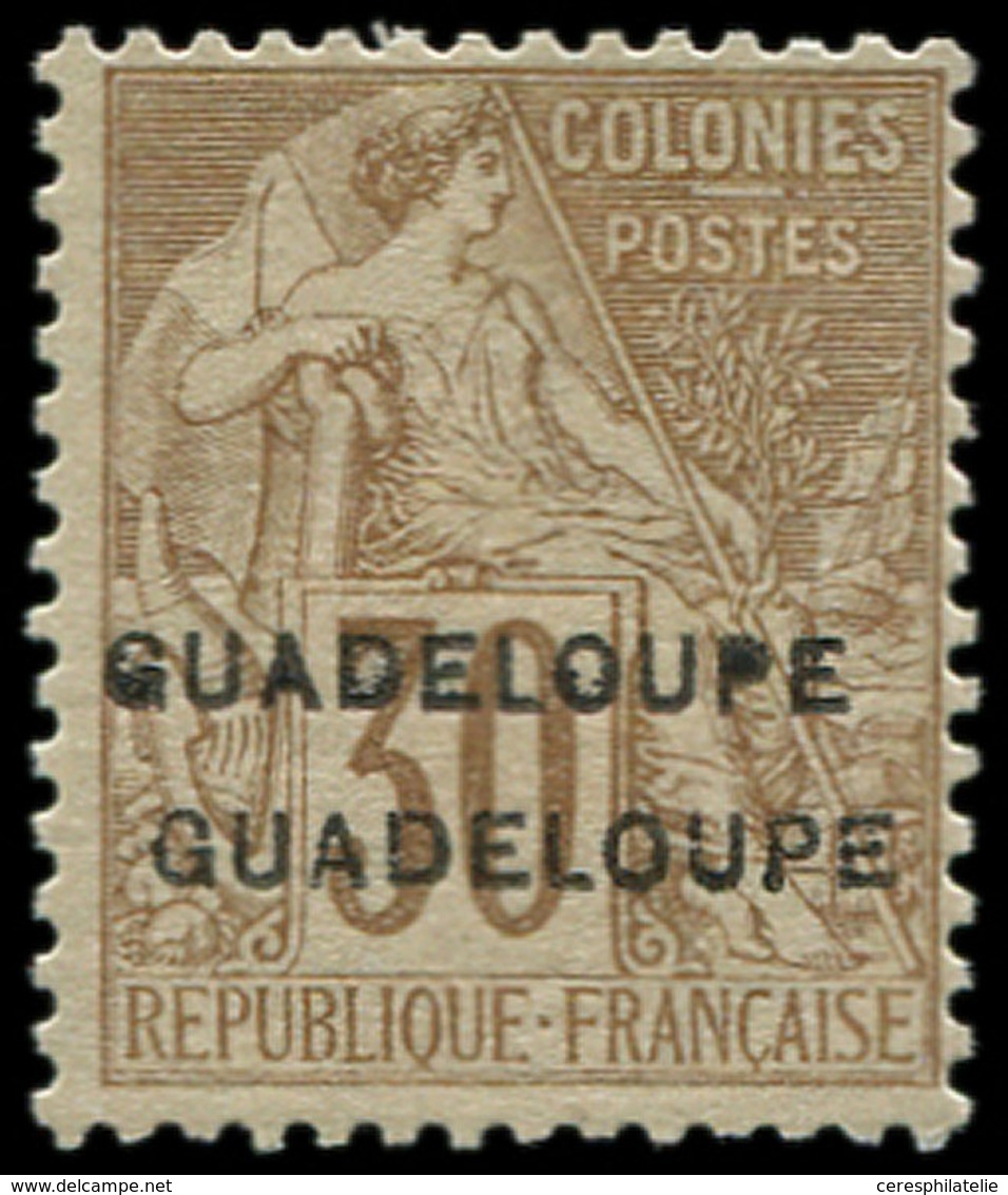 * GUADELOUPE 22b : 30c. Brun, DOUBLE SURCHARGE, TB. C - Other & Unclassified