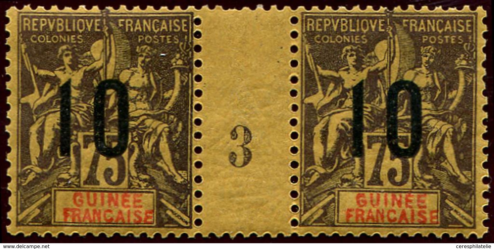 ** GUINEE 54 : 10 Sur 75c. Violet Sur Orange, PAIRE Mill.3, TB - Other & Unclassified