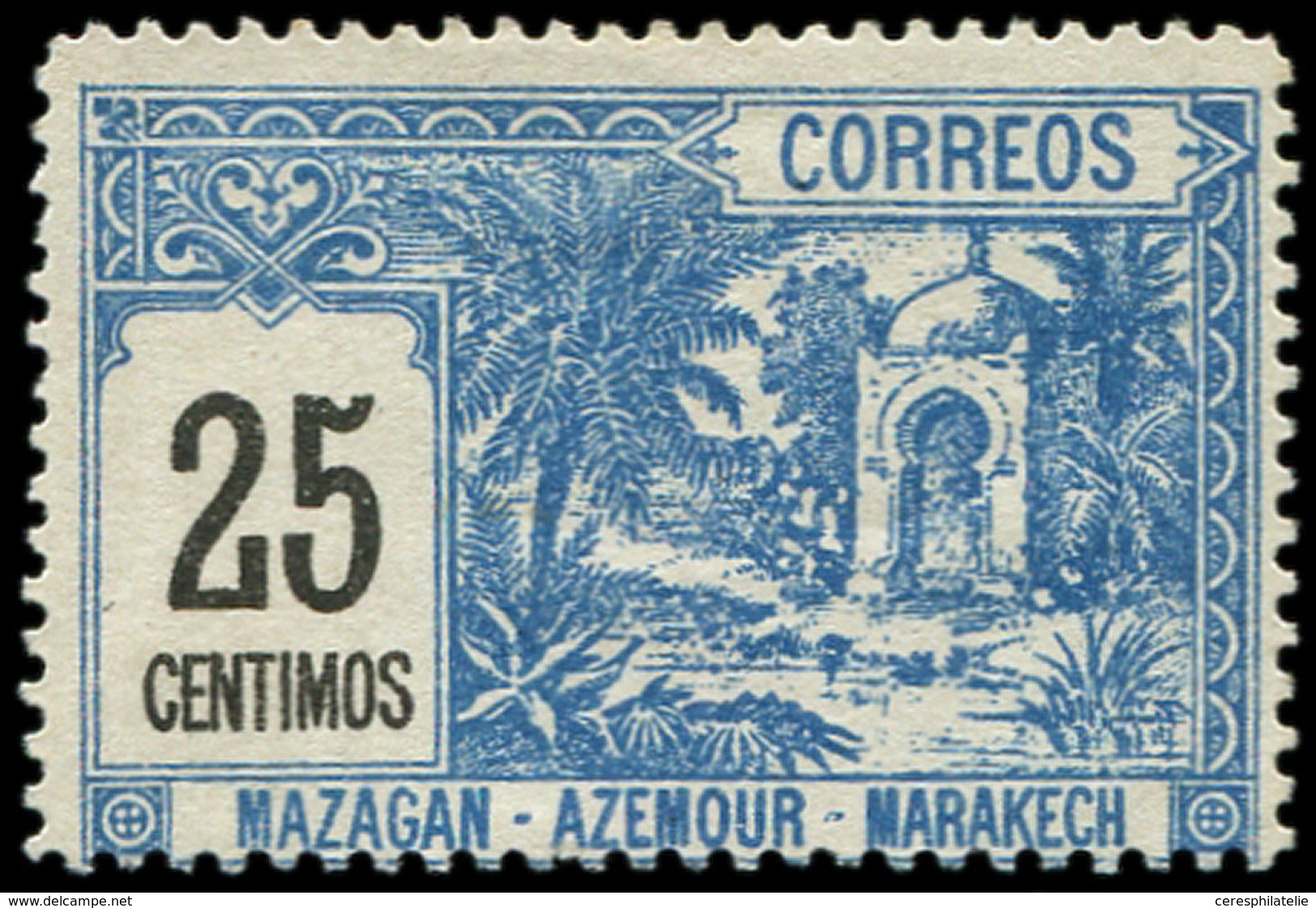 * MAROC Postes Locales 41 : Mazagan à Marakech, 25c. Bleu, Dentelé 13 1/2, TB, RR. S - Other & Unclassified