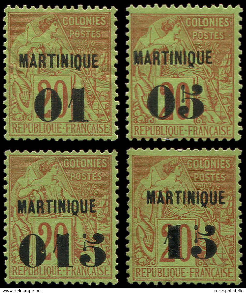 (*) MARTINIQUE 3/6 : 20c. Brique Sur Vert, Surchargés De 1888-91, TB - Autres & Non Classés