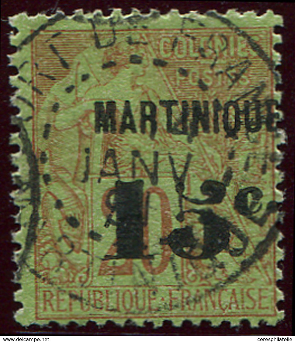 MARTINIQUE 5 : 15c. Sur 20c. Brique Sur Vert, Obl., TB - Autres & Non Classés