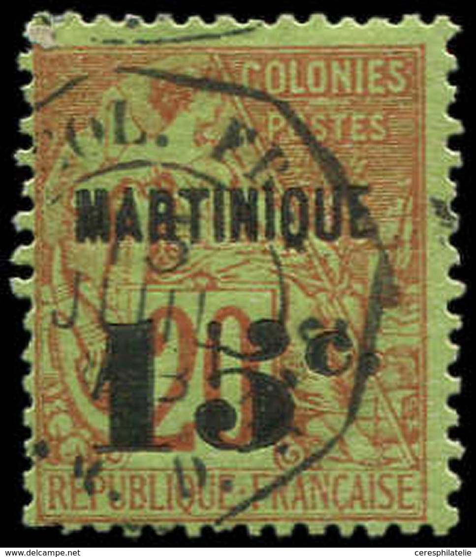 MARTINIQUE 16 : 15c. Sur 20c. Brique Sur Vert, Obl. Cachet Octog., TB. S - Other & Unclassified