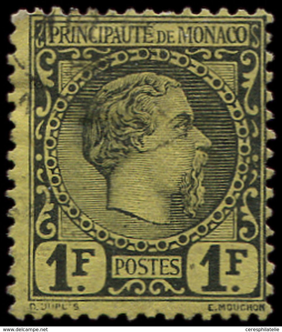MONACO 9 : 1f. Noir Sur Jaune, Charles III, Obl., TB - Used Stamps