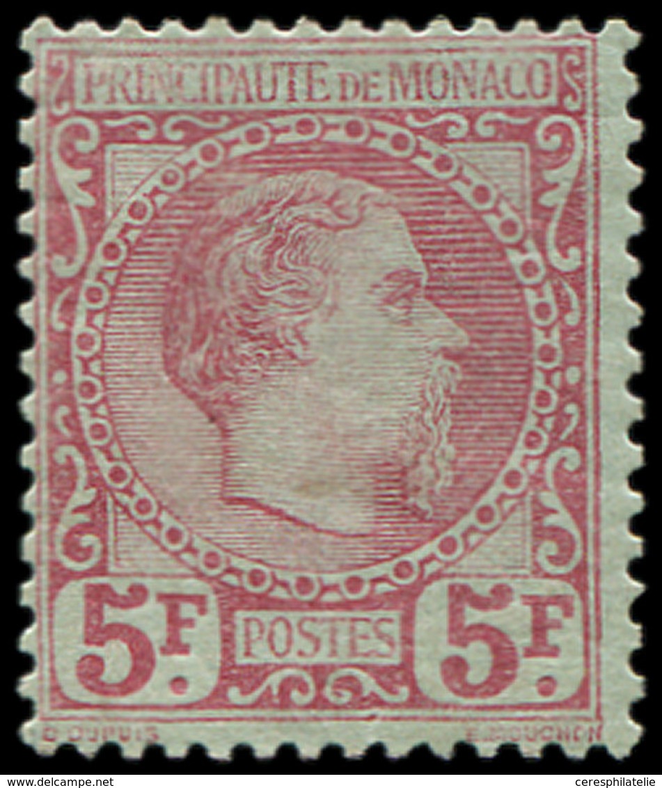 * MONACO 10 : 5f. Carmin Sur Vert, Charles III, Infime Ch., Frais Et TTB. C - Used Stamps