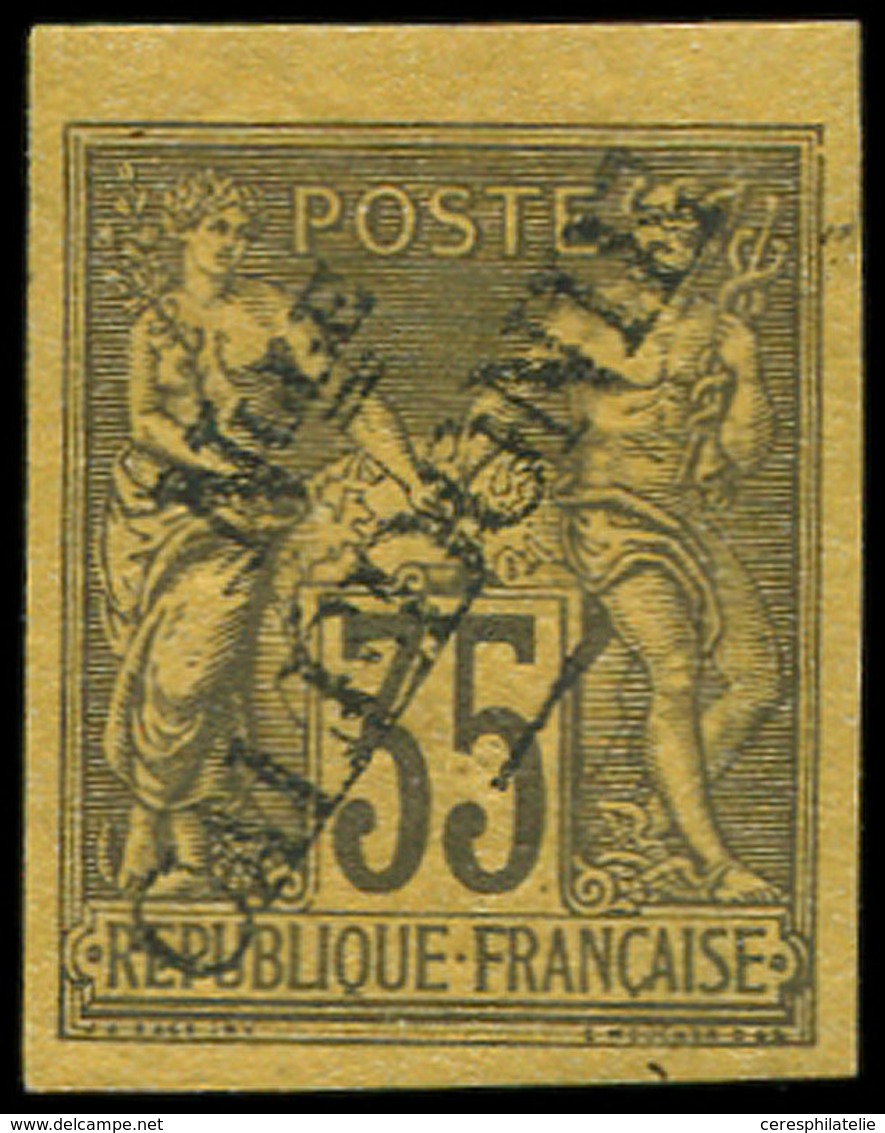 * NOUVELLE CALEDONIE 18a : 35c. Violet Noir Sur Jaune, Surcharge T II, TB. Br - Unused Stamps