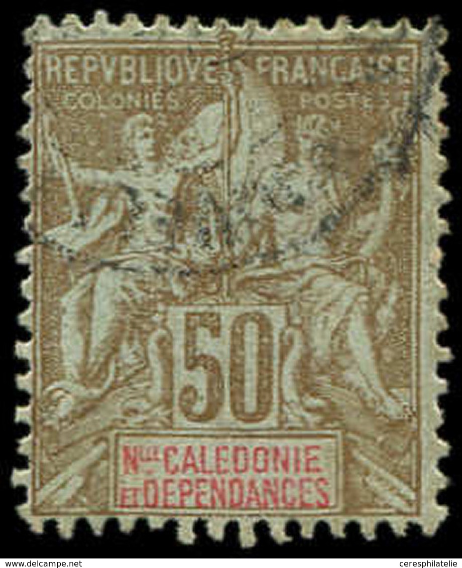 NOUVELLE CALEDONIE 63 : 50c. Bistre Et Rouge Sur Azuré, Obl., TB - Unused Stamps