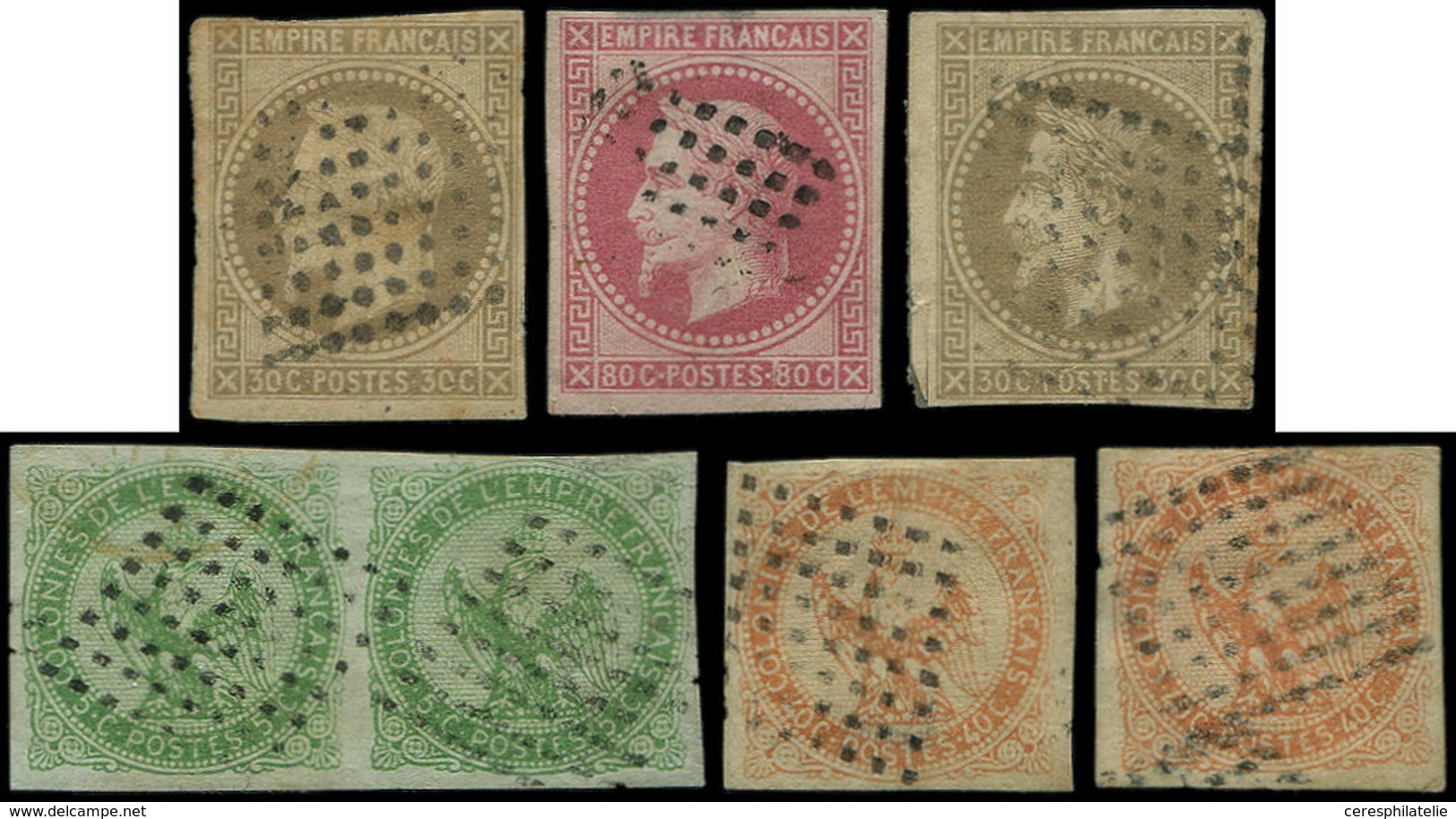 NOUVELLE CALEDONIE Type Aigle Et Empire Obl. Losanges De Points, 6 Pièces, B/TB - Unused Stamps