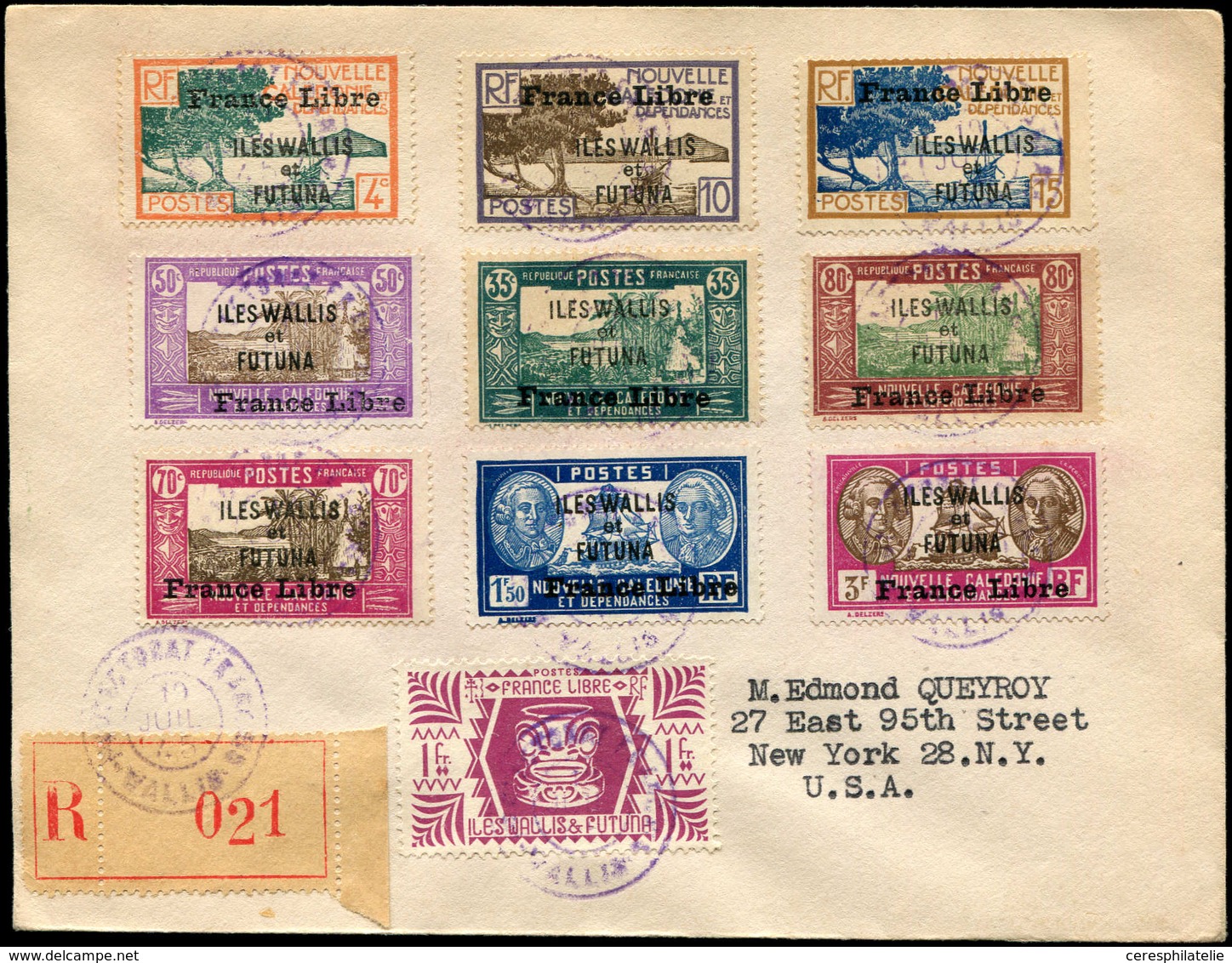 Let WALLIS ET FUTUNA 95, 97, 98, 102, 106, 110, 112, 117, 121 Et 139 Obl. Càd WALLIS 19/7/45 S. Env. Rec., Passage Noume - Unused Stamps