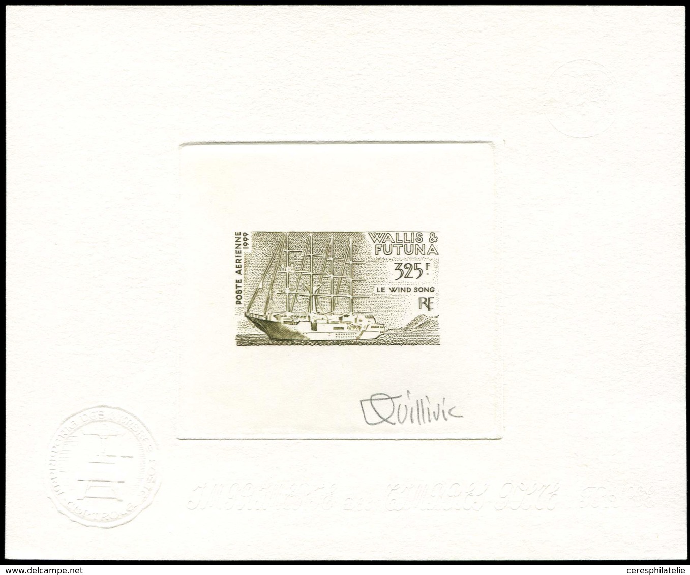 WALLIS ET FUTUNA PA 219 : Le Wind Song, épreuve D'artiste Olive, Signée, TB - Unused Stamps