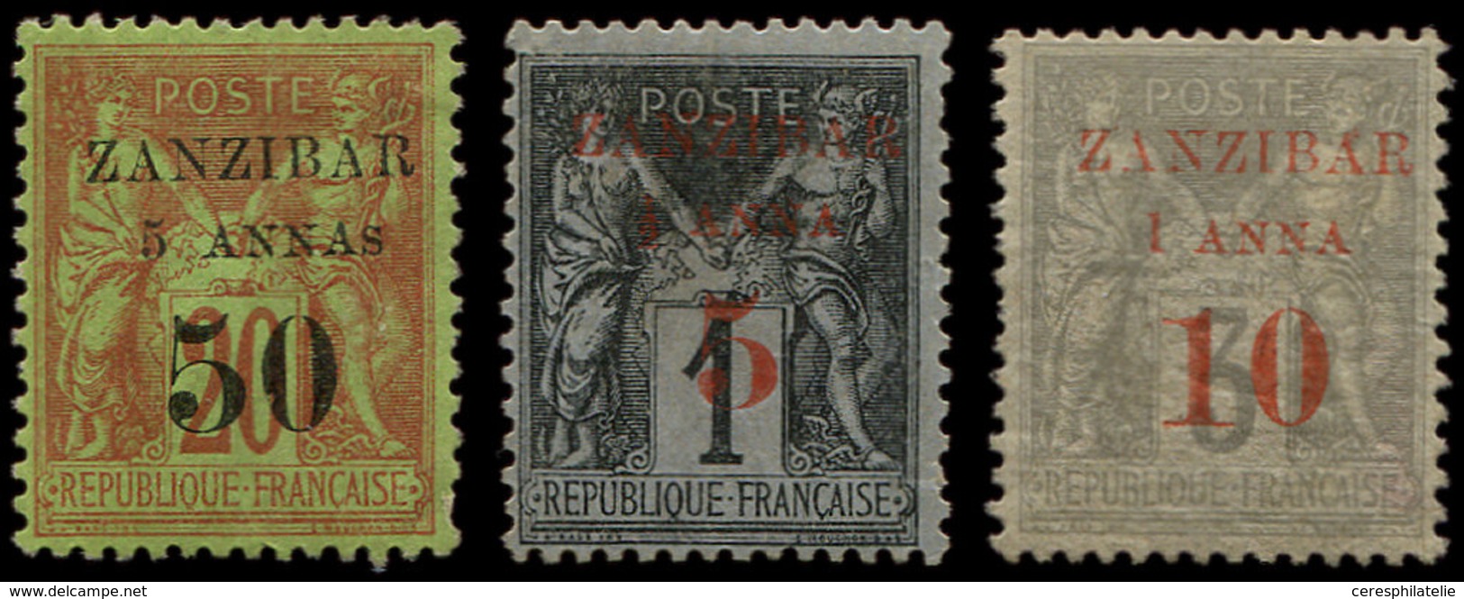 (*) ZANZIBAR 12/13 Et 15 : Sage Surchargés De 1894, TB - Used Stamps