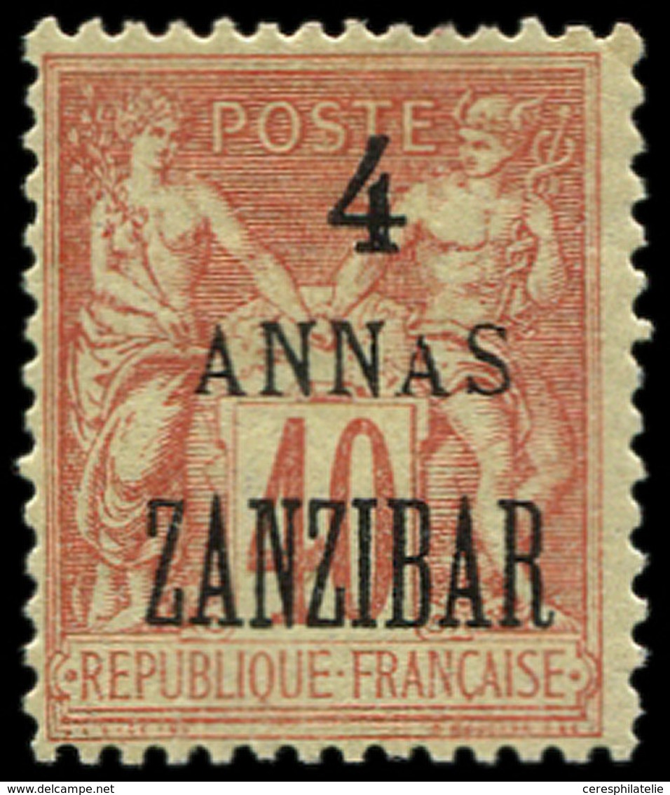 * ZANZIBAR 26 : 4a. Sur 40c. Rouge-orange, Petit A à ANNAS, TB - Oblitérés