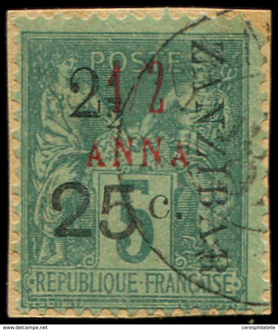 ZANZIBAR 32 : 2 1/2 Et 25c. Sur 1/2a. Sur 5c. Vert Obl. Sur Petit Fragt, TB - Used Stamps