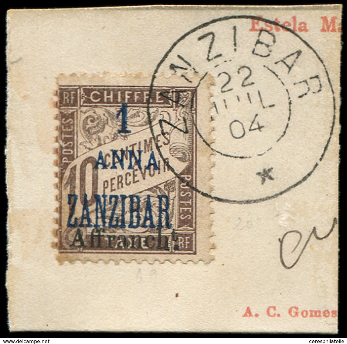 ZANZIBAR 69 : 1a. Sur 10c. Brun, Obl. S. Fragt, TB - Used Stamps