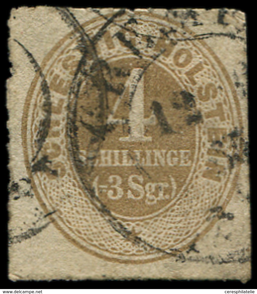 ALLEMAGNE (ANCIENS ETATS) SCHLESWIG-HOLSTEIN 7 : 4s. Bistre, Obl., TB. J, Certif. Jakubek - Schleswig-Holstein