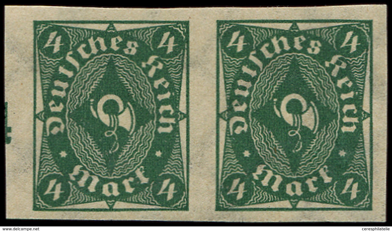 * EMPIRE 207 : 4m. Vert, PAIRE NON DENTELEE, Petit Bdf, TB - Used Stamps