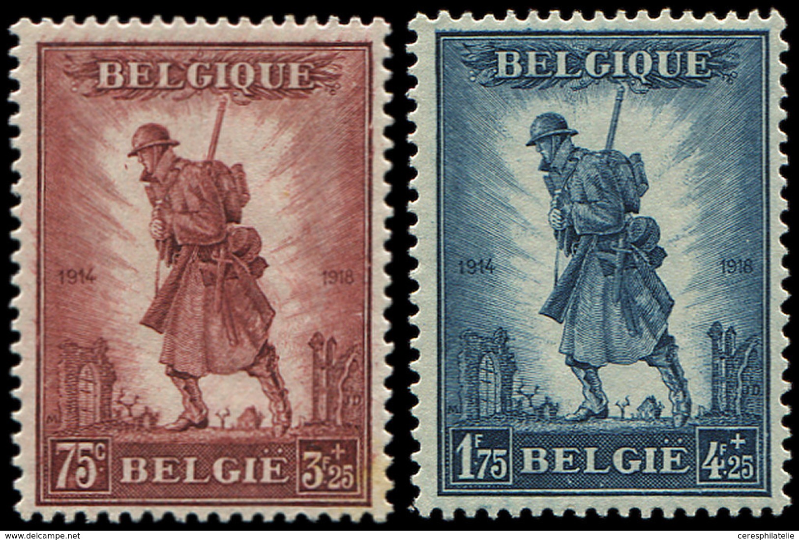 ** BELGIQUE 351/52 : 75c. Brun-rouge Et 1f75 Bleu, TB - Other & Unclassified