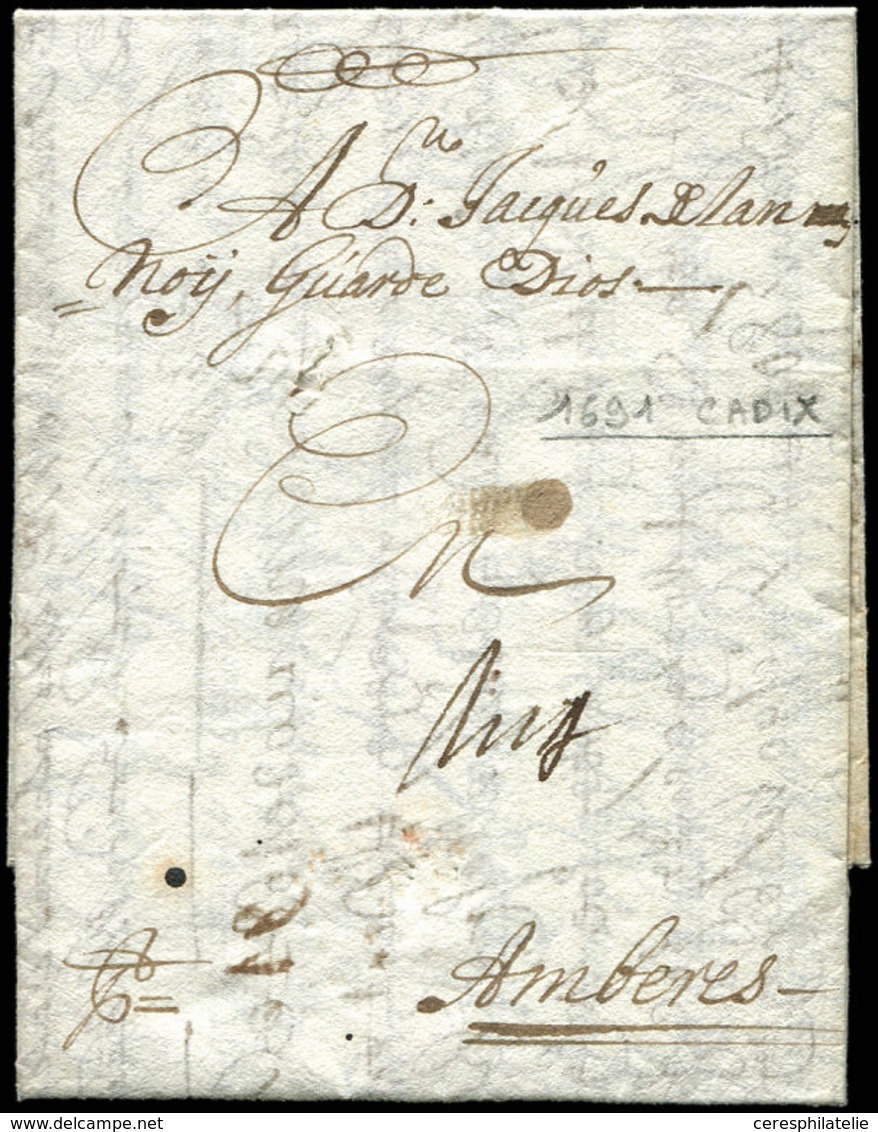 Let ESPAGNE Lettre De Cadix De 1691 Pour Anvers, TB - Used Stamps