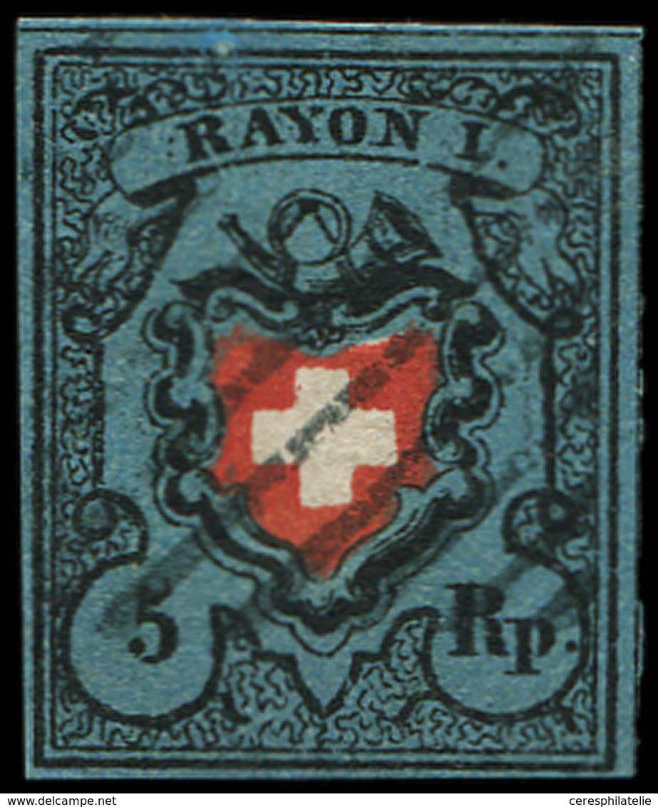 SUISSE 14 : 5Rp. Bleu Foncé, Noir Et Rouge, Obl., TB - Used Stamps