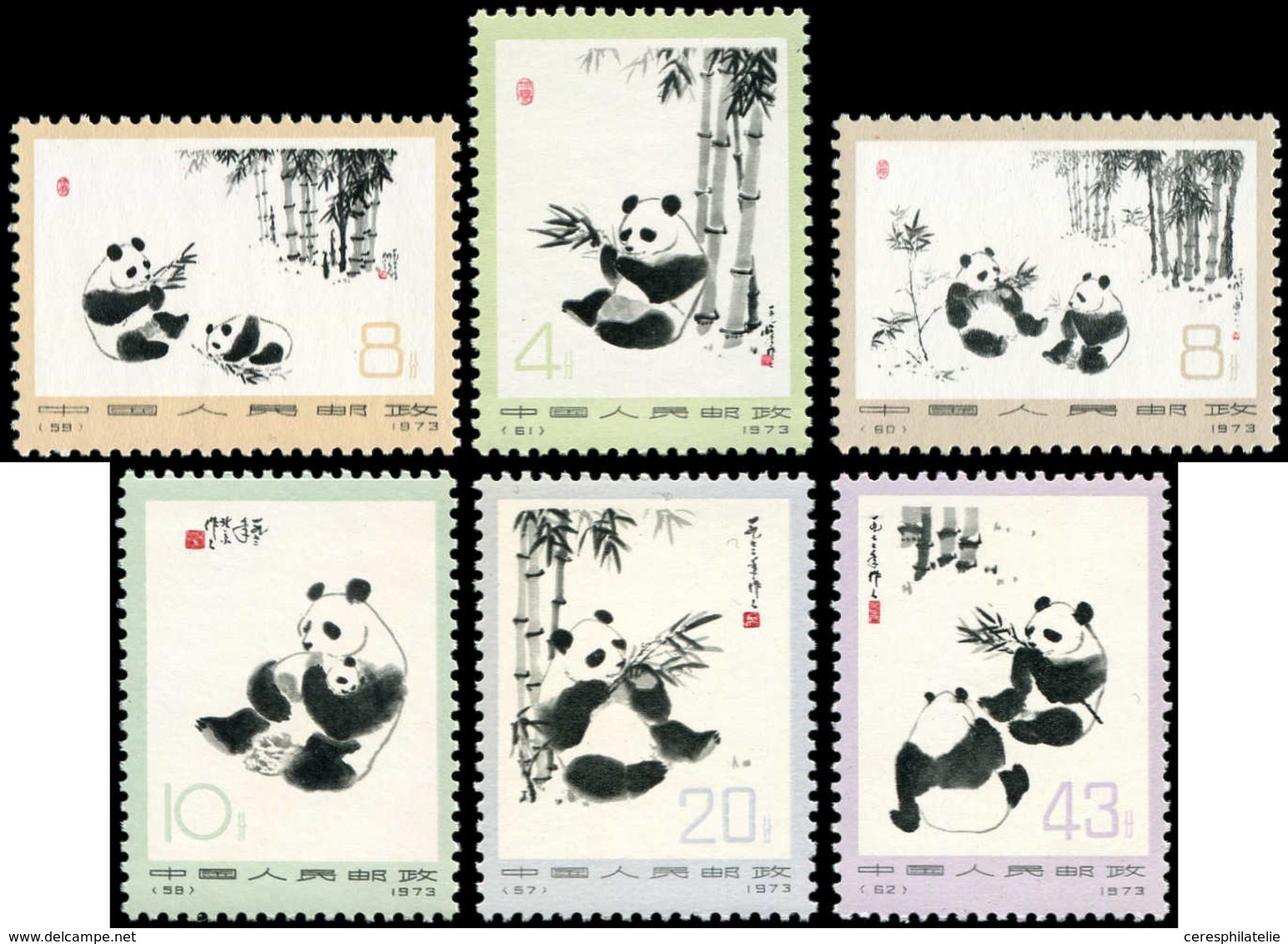** CHINE 1869/74 : Série Pandas De 1973, TB - Autres & Non Classés