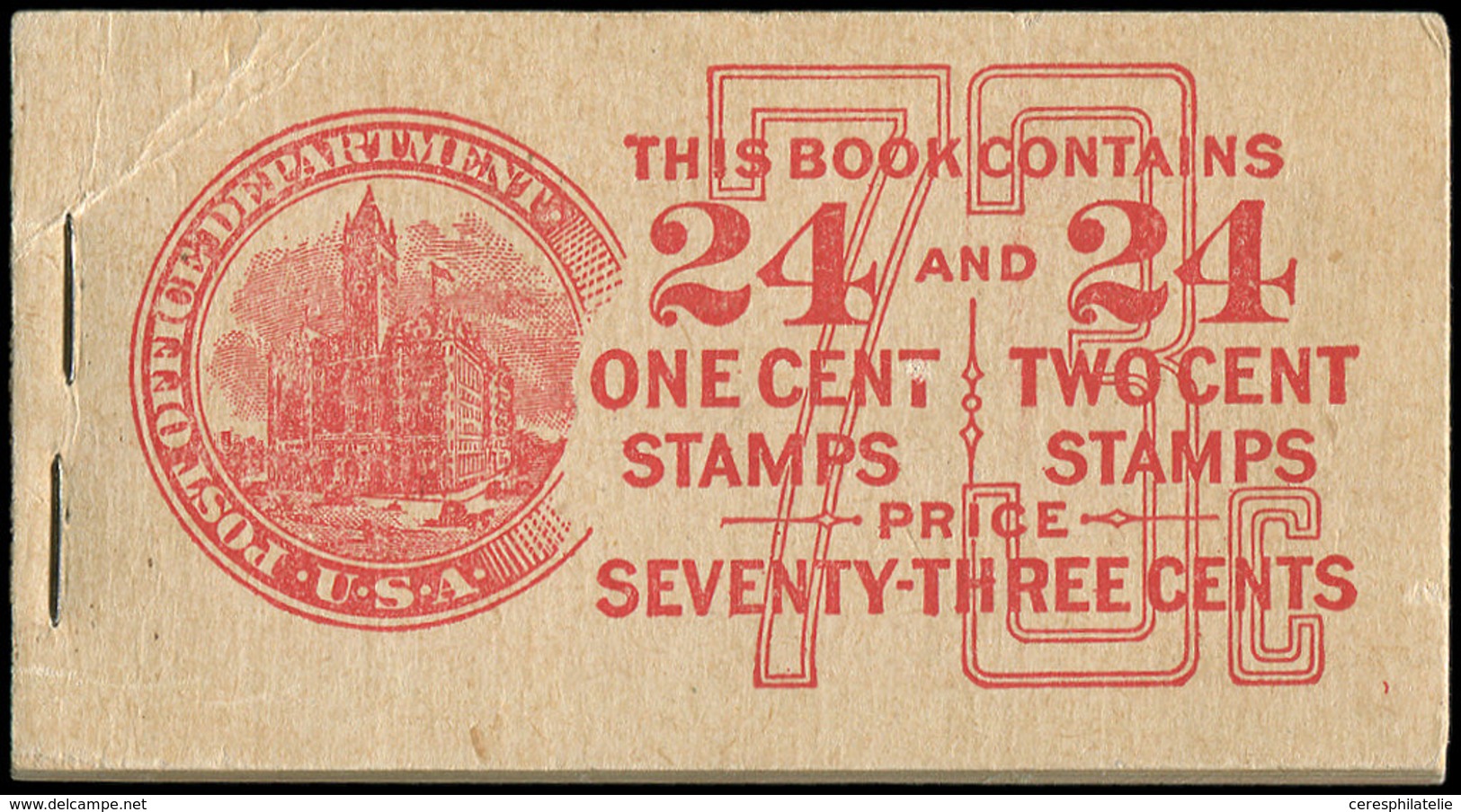 ETATS-UNIS 228/29 : Carnet De 24 De Chaque, Couverture Crème N°73c, TB - Autres & Non Classés