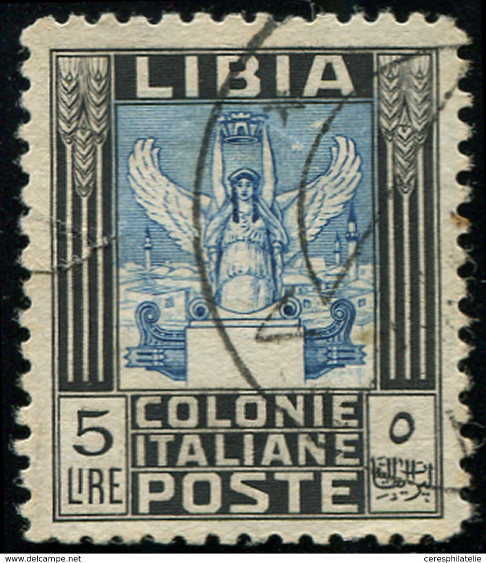 LIBYE 54a : 5l. Noir Et Bleu, Dentelé 11, Obl., TB, Cote Sassone - Libye